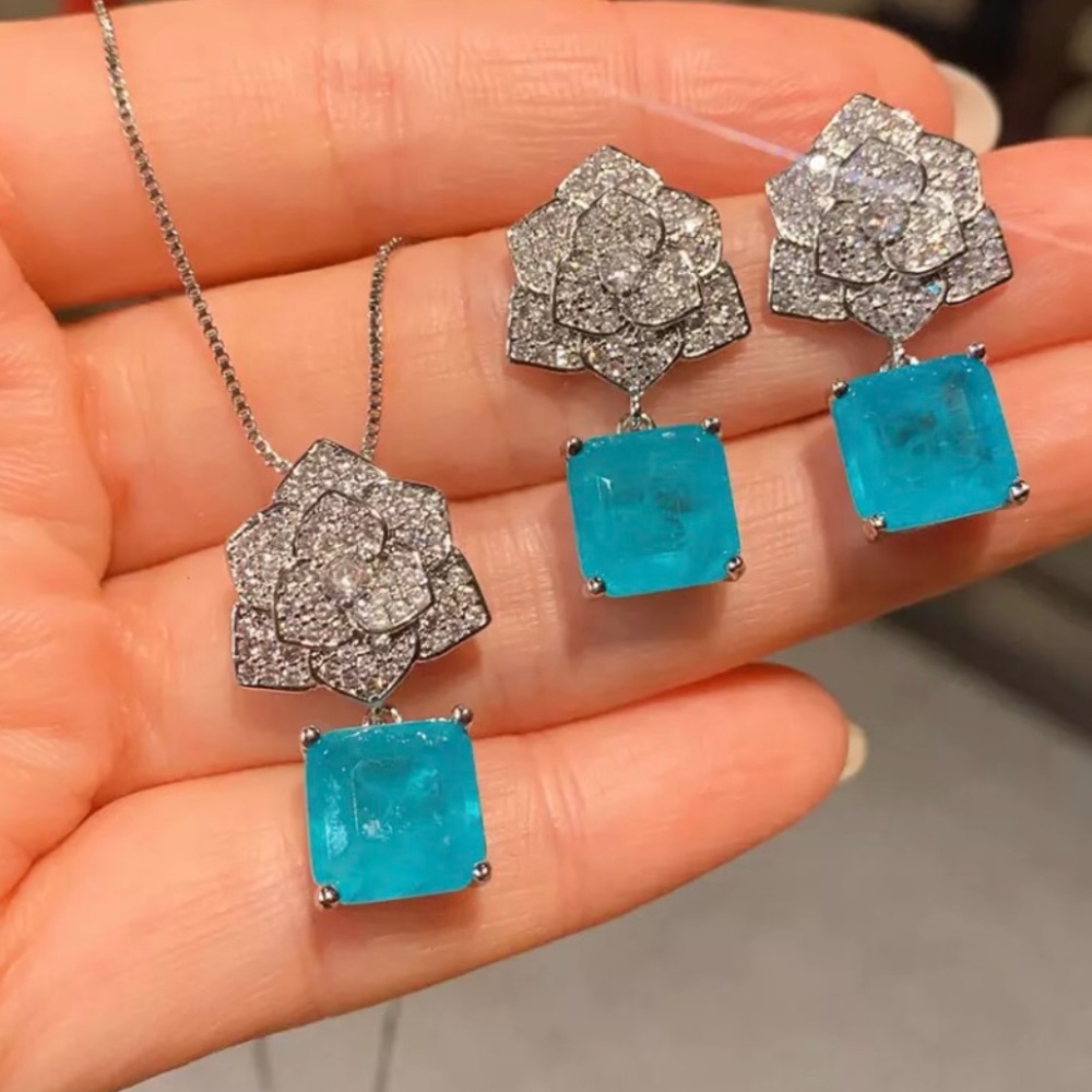✨✨Paraiba Tourmaline Flowers Set✨✨ - Picture 4 of 4